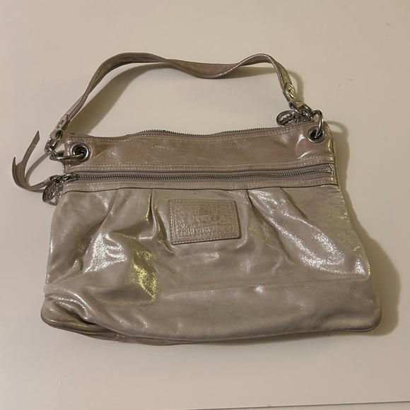 Coach Poppy Metallic Beige Shoulder Bag - Picture 1 of 9